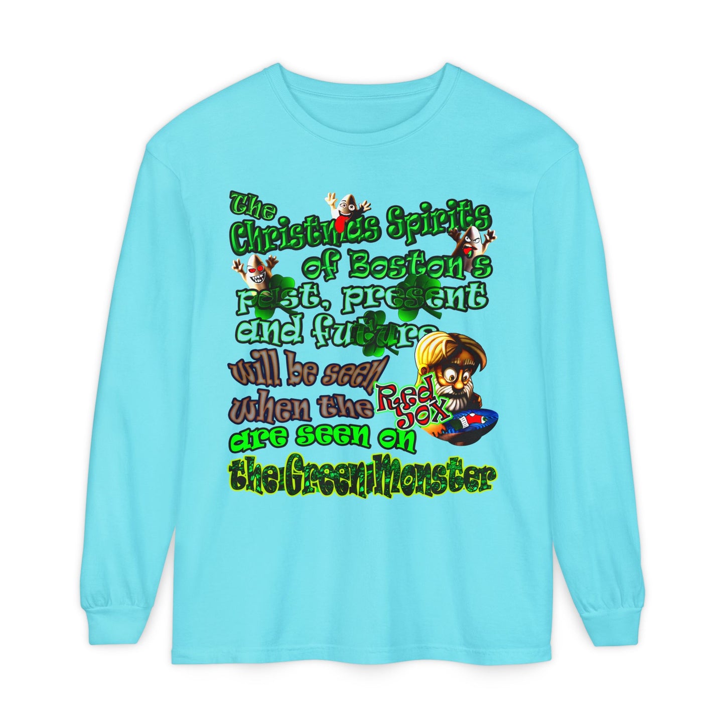 christmas spirits of boston - Unisex Garment-dyed Long Sleeve T-Shirt
