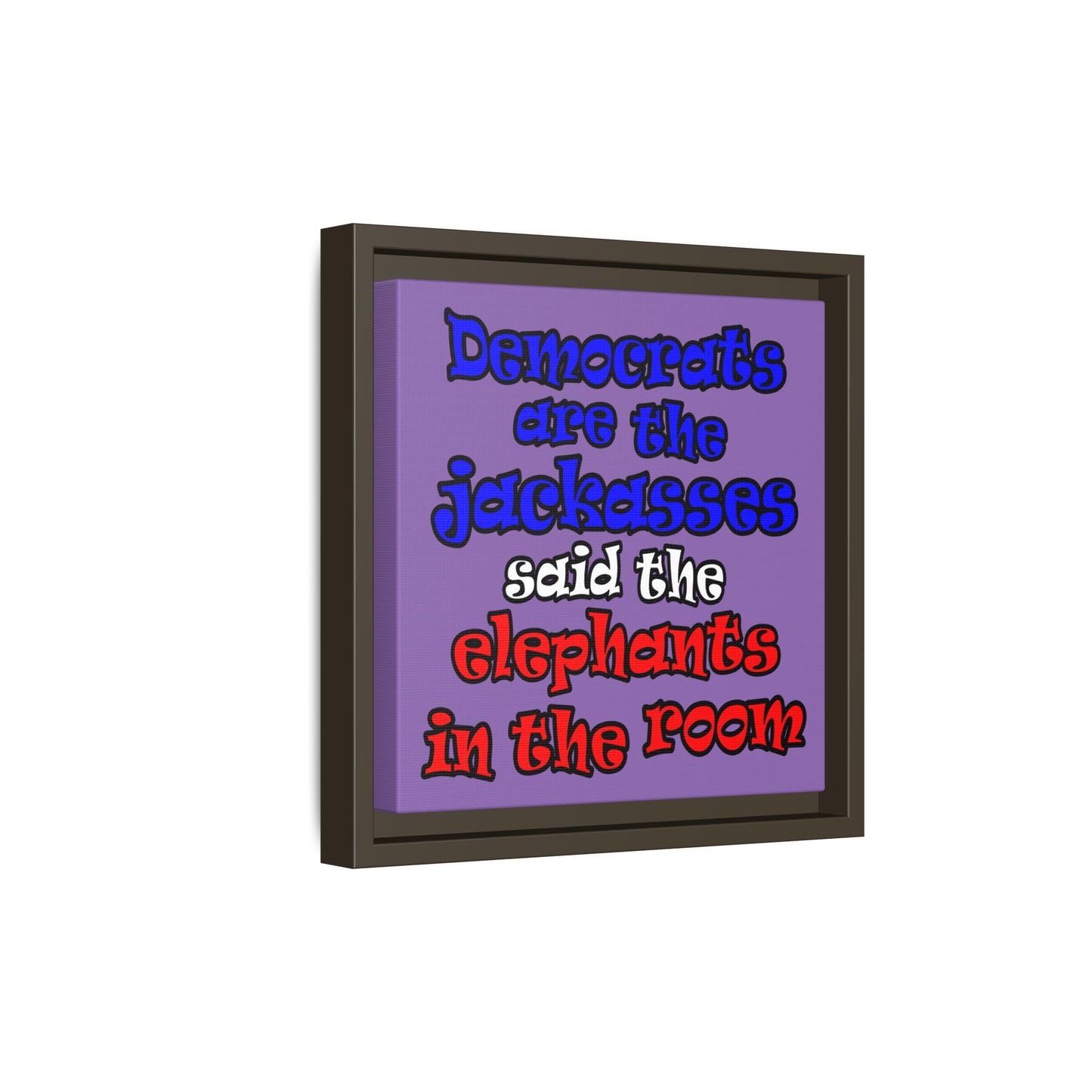 donkeys and elephants - framed canvas art (light purple)