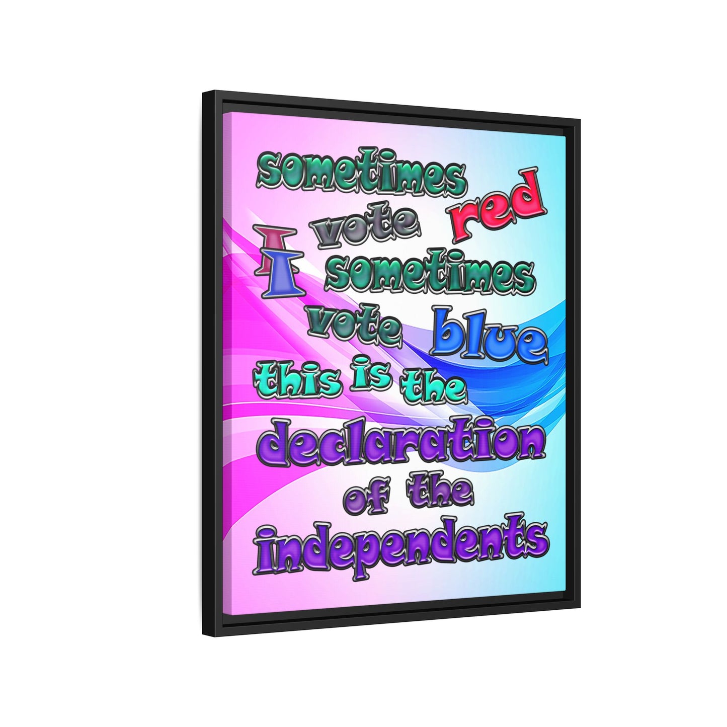 declaration of the independents - framed canvas art (light blue-pink wave)