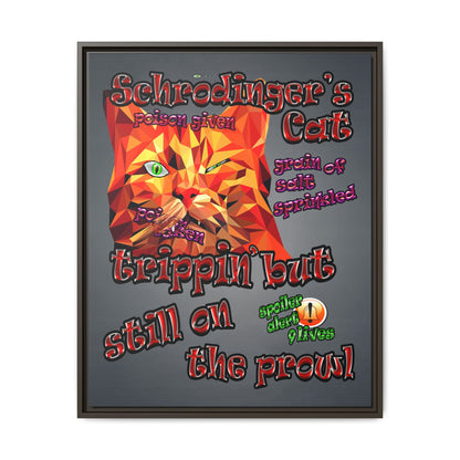schrodinger's cat - framed canvas art (grey-light grey)