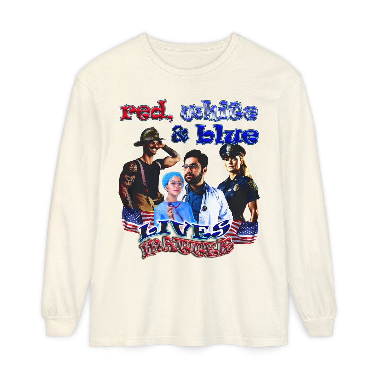 rw&b lives matter - Unisex Garment-dyed Long Sleeve T-Shirt