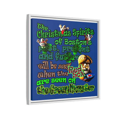 christmas spirits of boston - framed canvas art (dark blue)