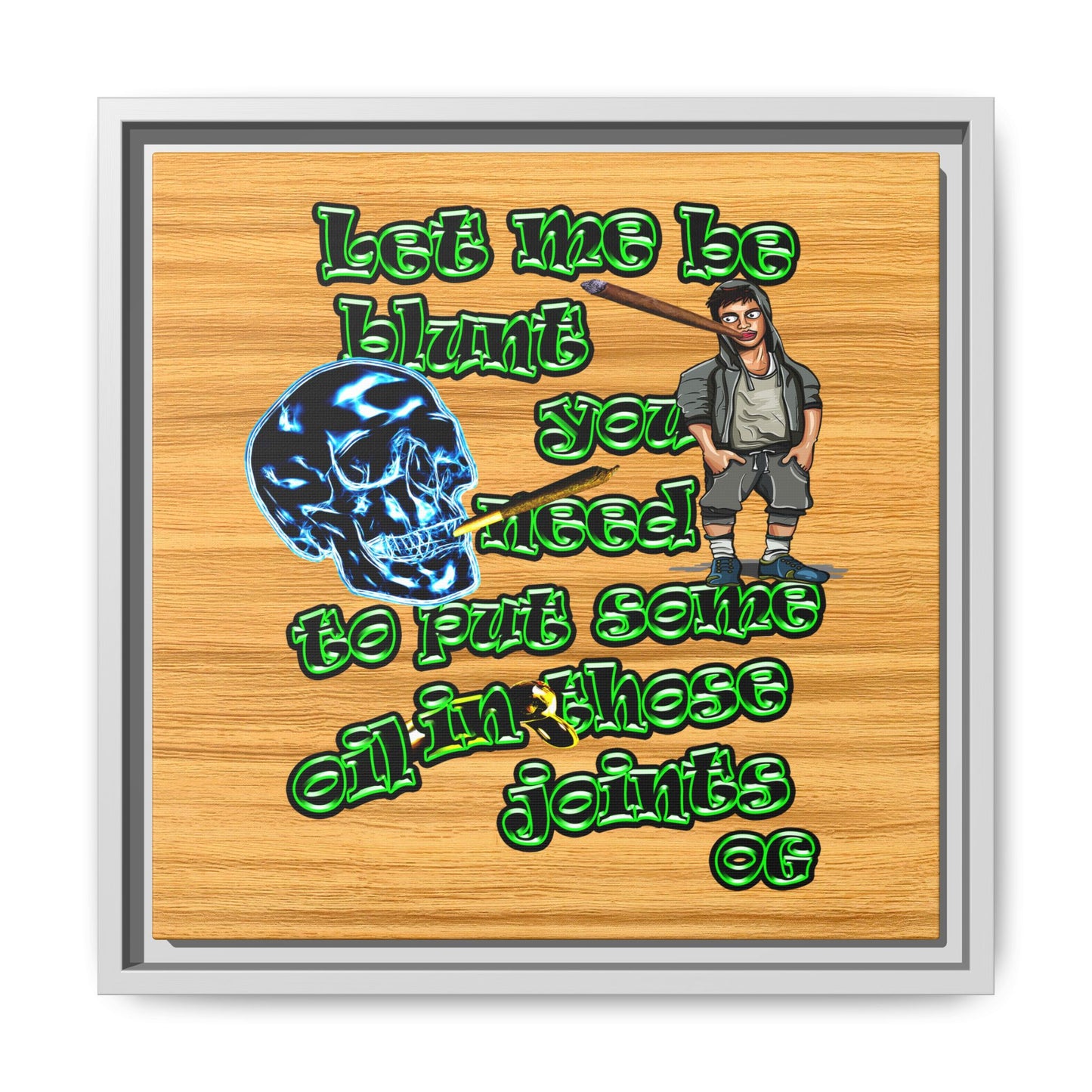 og - framed canvas art (butterscotch wood finish)