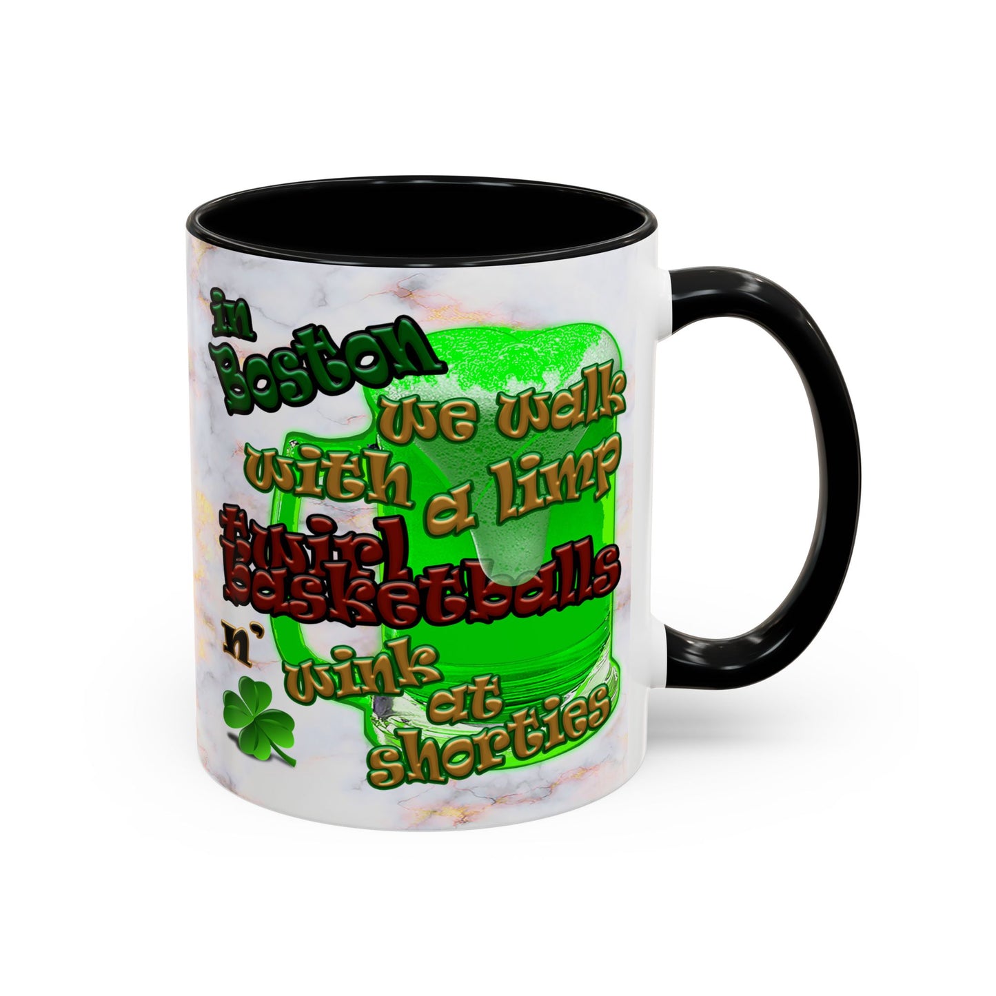 celtics logo - Accent Mug (white marble)