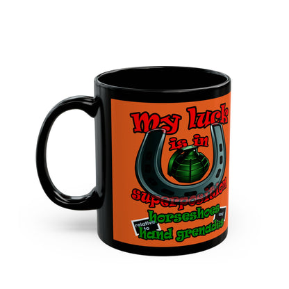 my luck - Black Mug (orange)