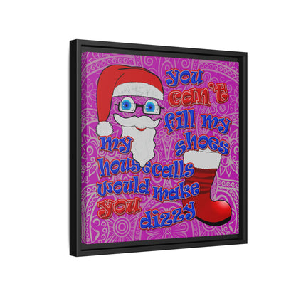 santa's shoes - framed canvas art (pink swirl)