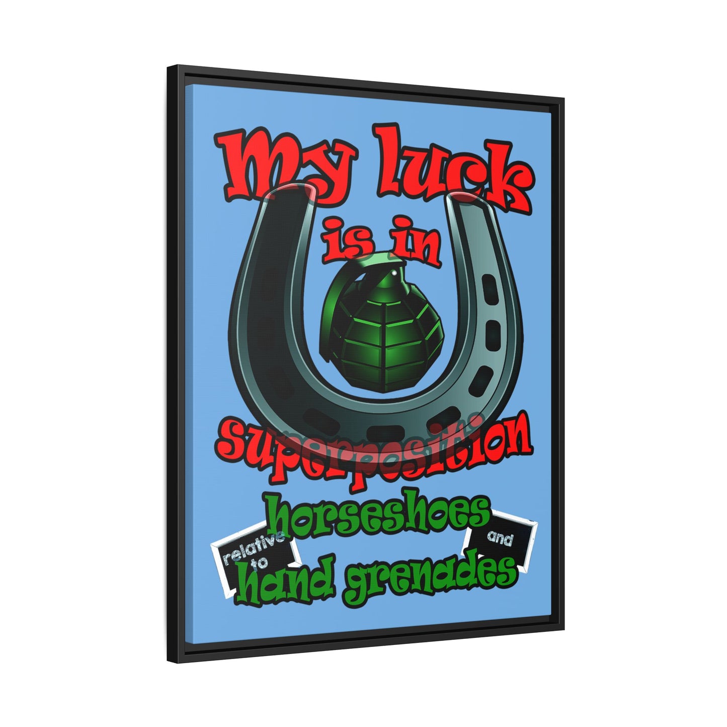 my luck - framed canvas art (light blue)