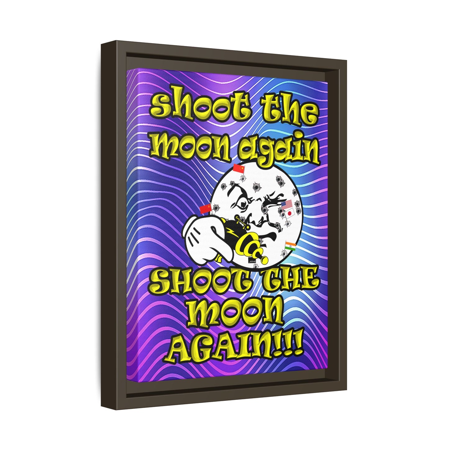 shoot the moon again - framed canvas art (purple wave)