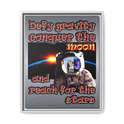 defy conquer reach - framed canvas art (brushed nickel)