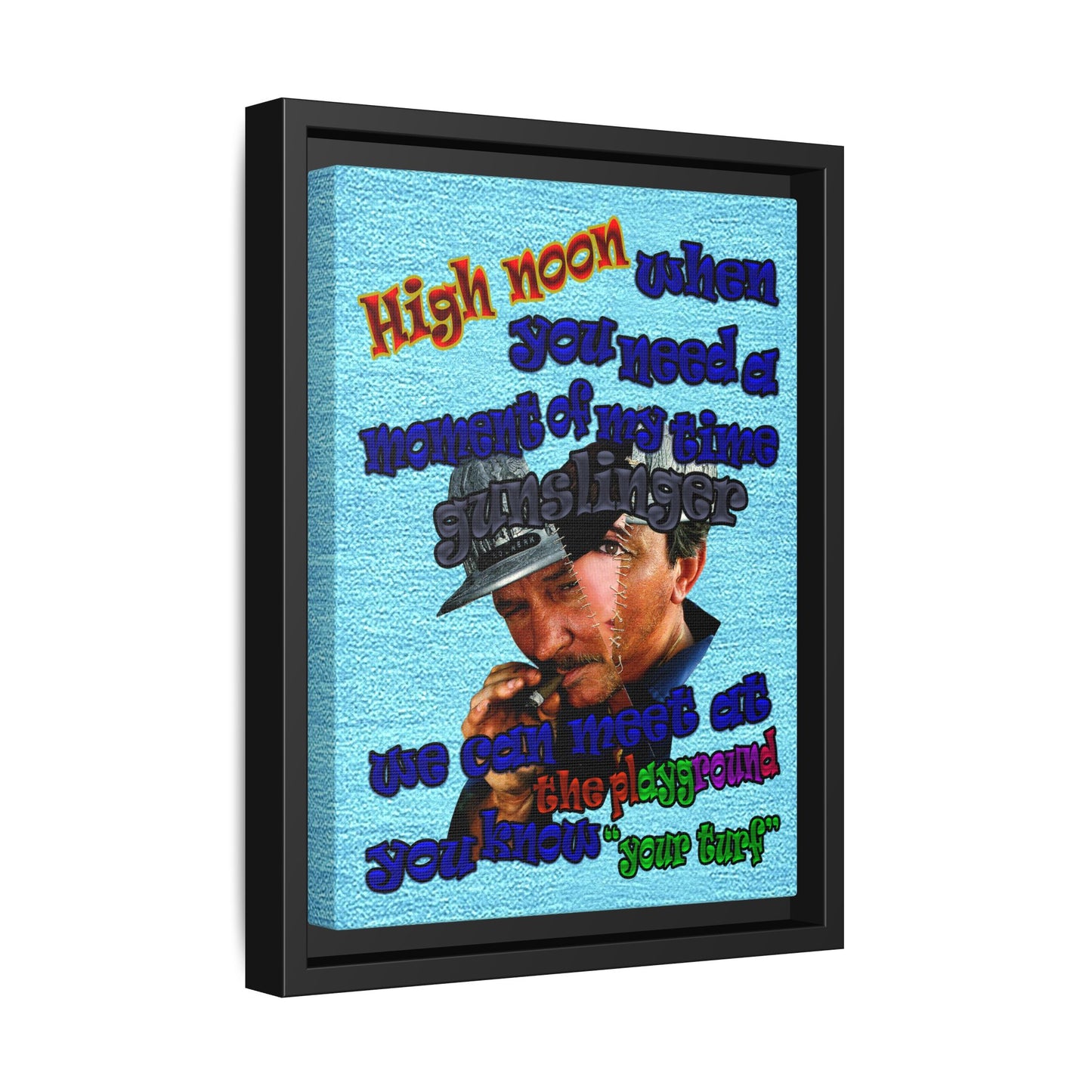 high noon - framed canvas art (faded blue)