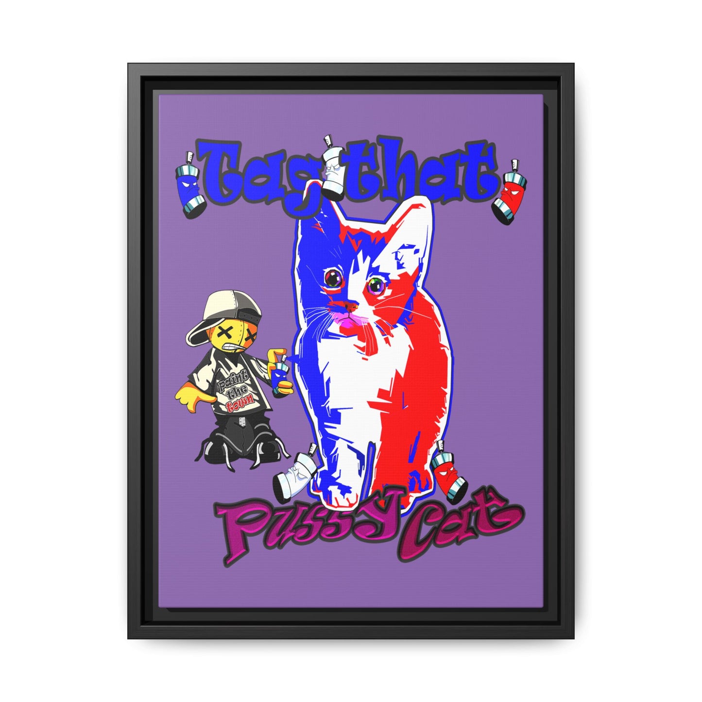tag that - framed canvas art (light purple)