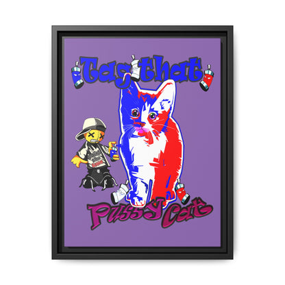 tag that - framed canvas art (light purple)