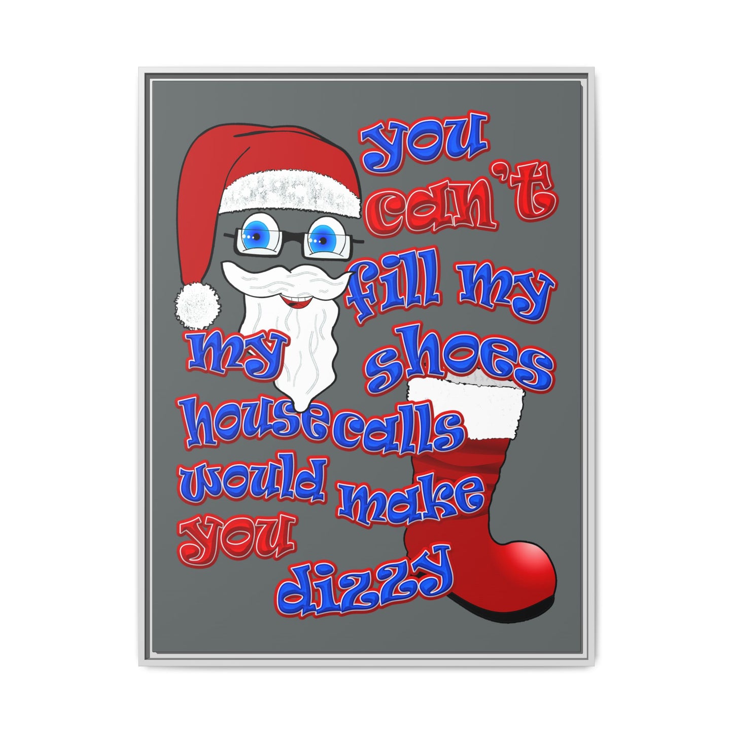 santa's shoes - framed canvas art (dark grey)