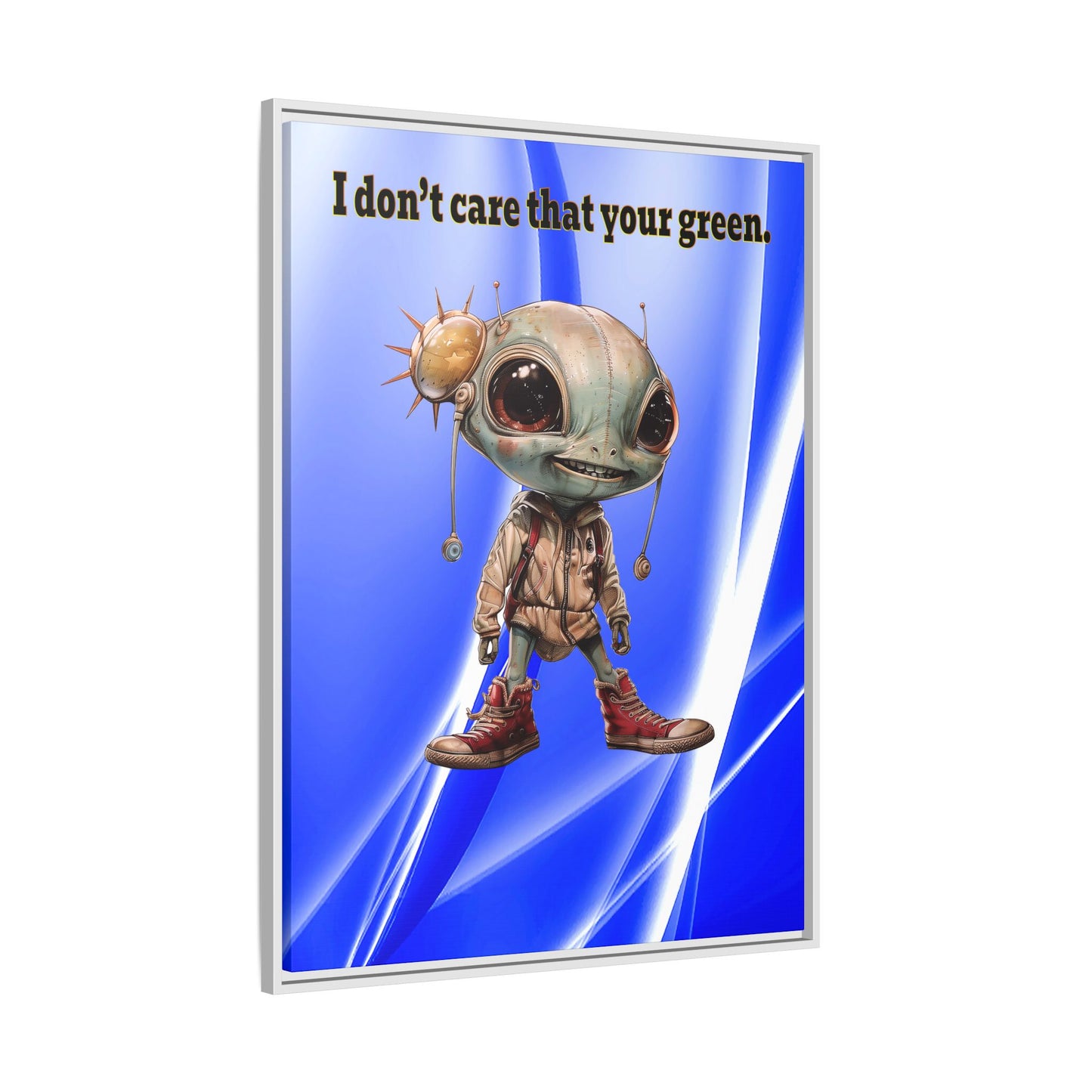 I don't care that your green - framed canvas art (blue-white wave)