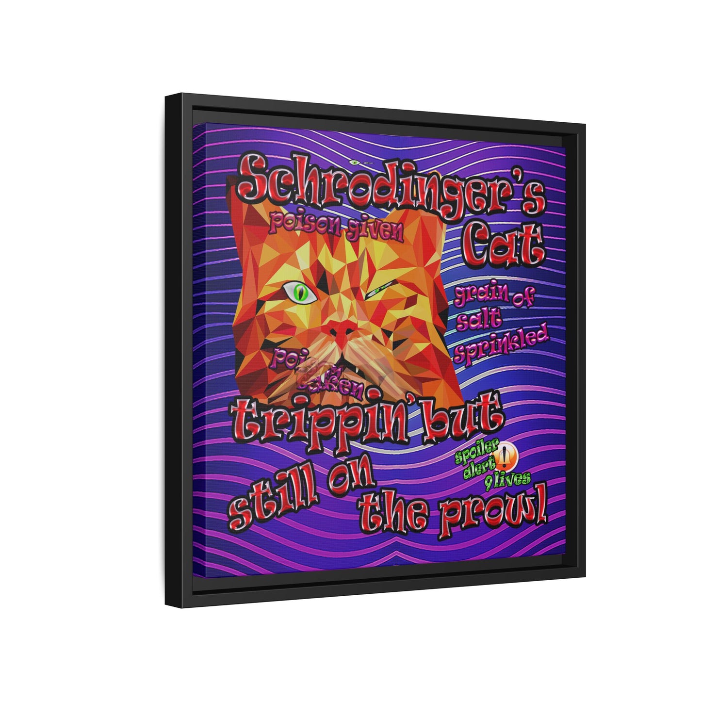 schrodinger's cat - framed canvas art (purple wave)