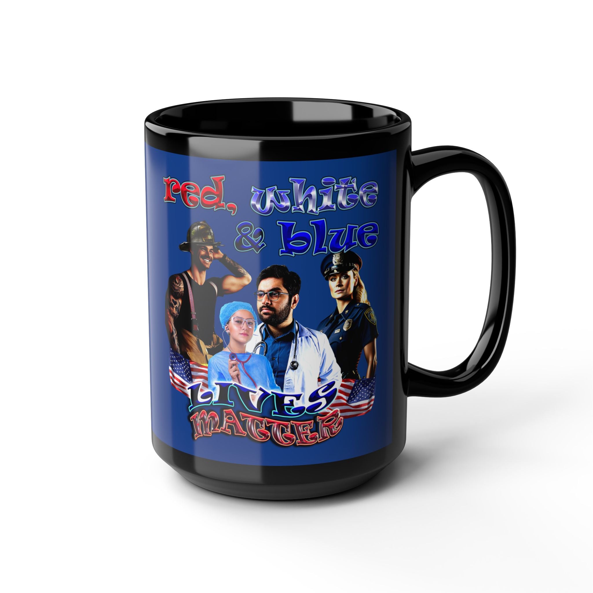 rw&b lives matter - Black Mug (dark blue)