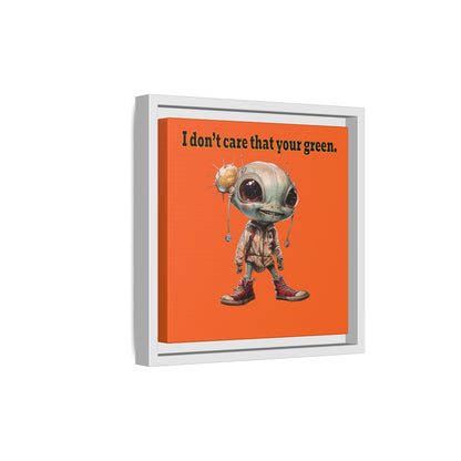 I don't care that your green - framed canvas art (orange)