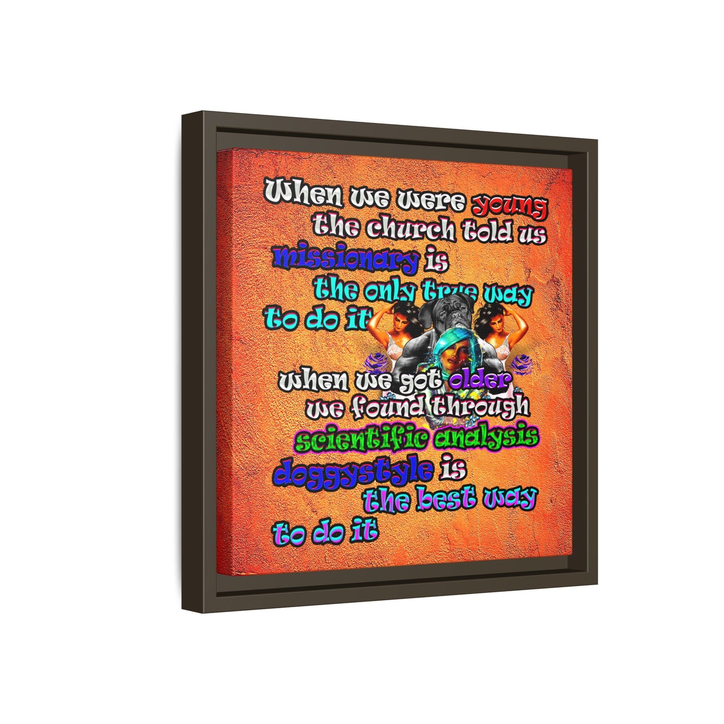 doggystyle - framed canvas art (burnt orange)