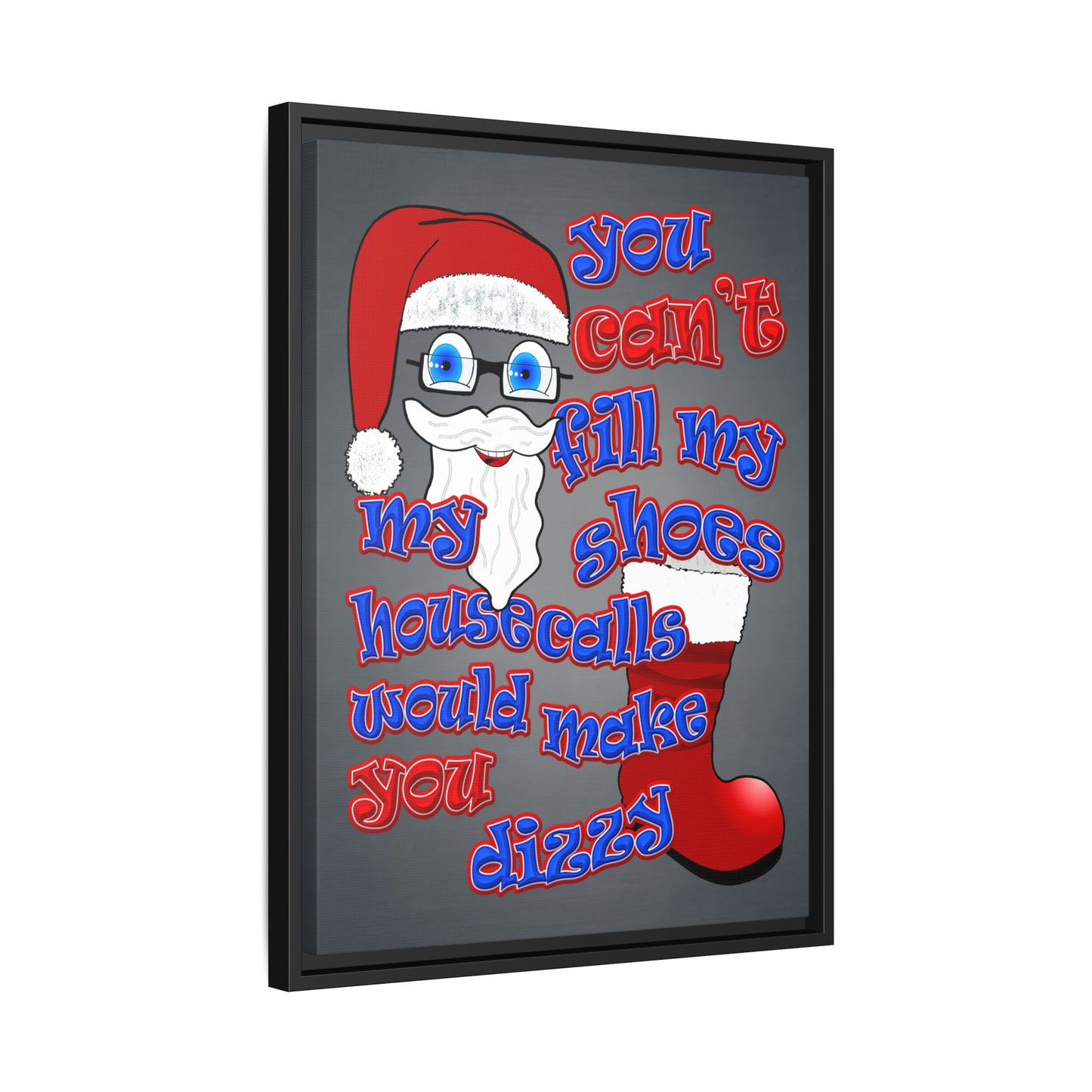 santa's shoes - framed canvas art (grey-light grey)