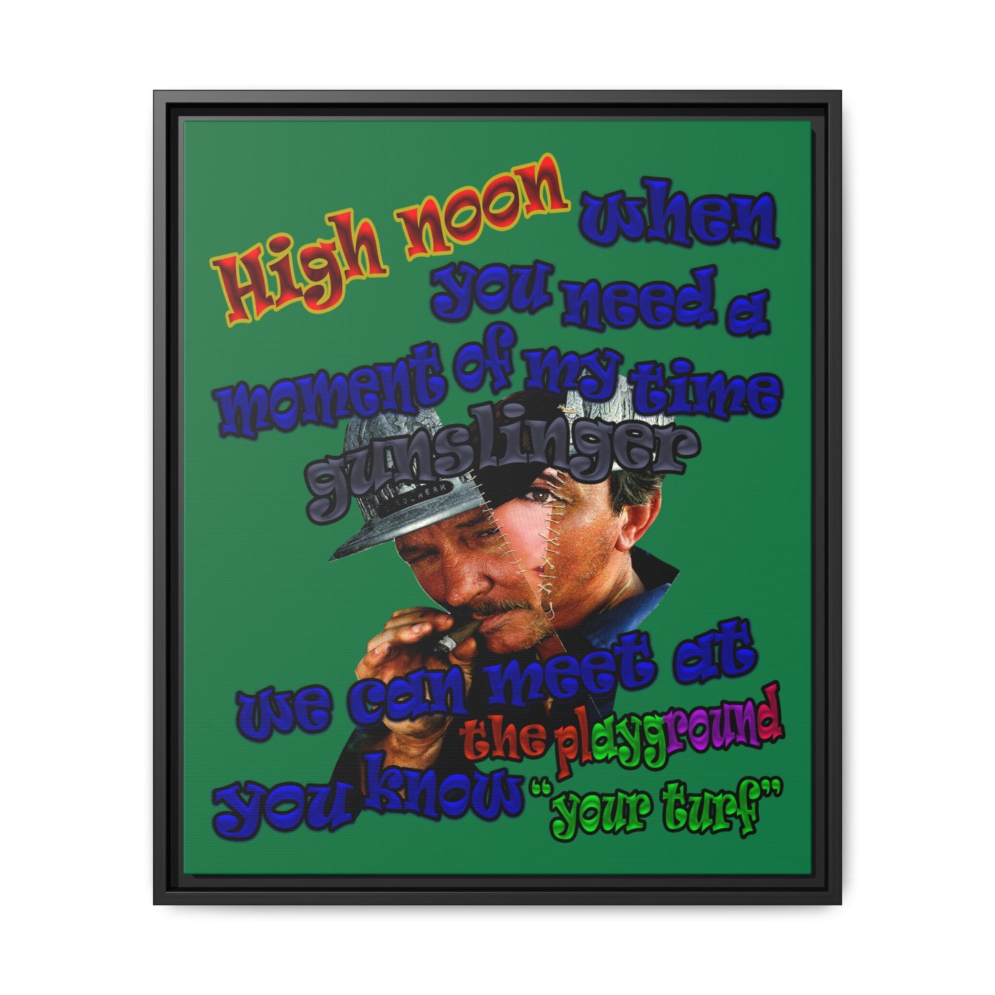 high noon - framed canvas art (dark green)