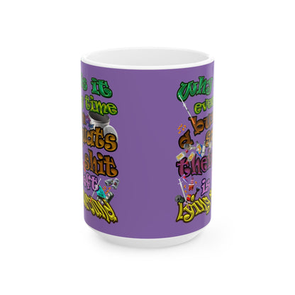 the bum's shit - White Mug (light purple)