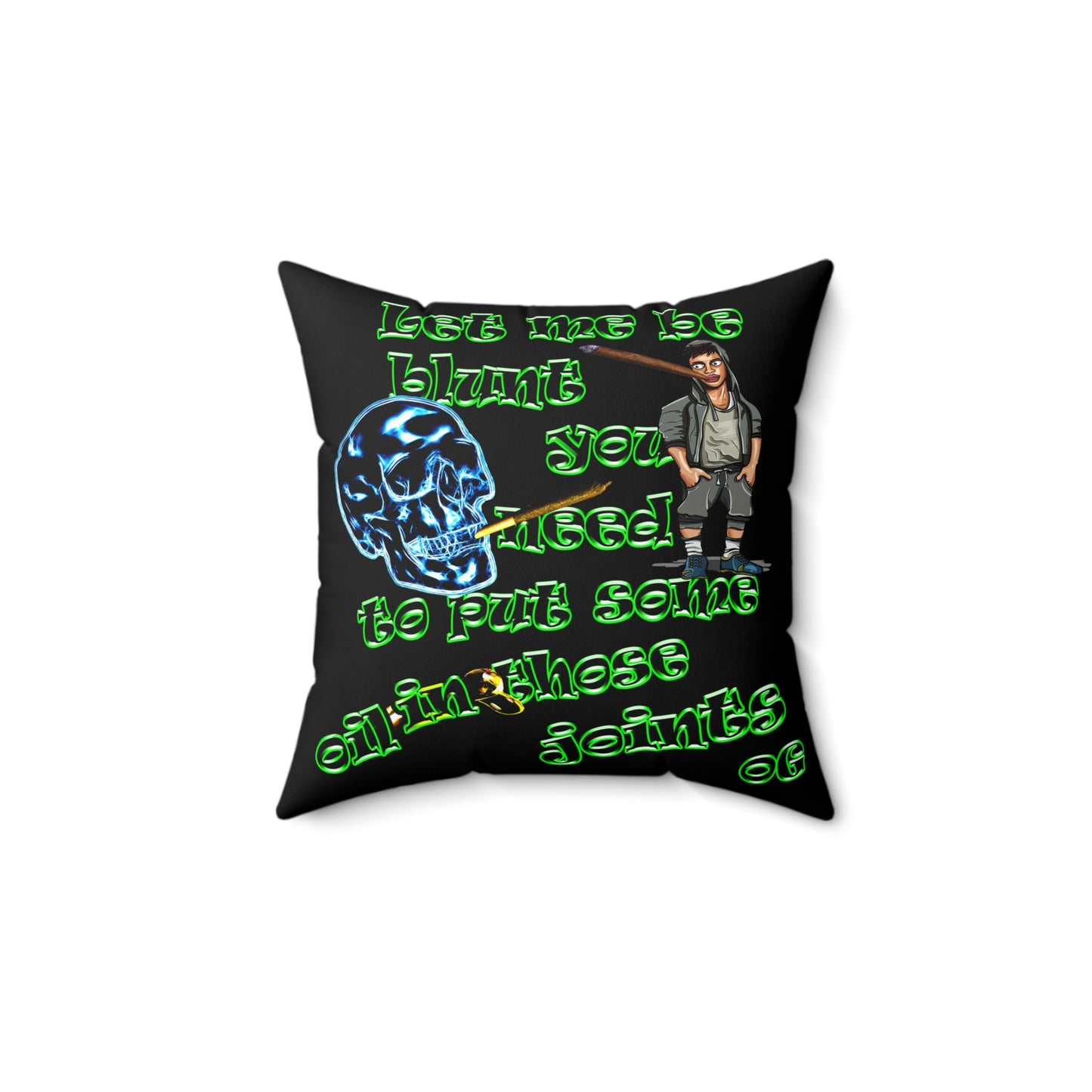 og - Spun Polyester Square Pillow - (black)