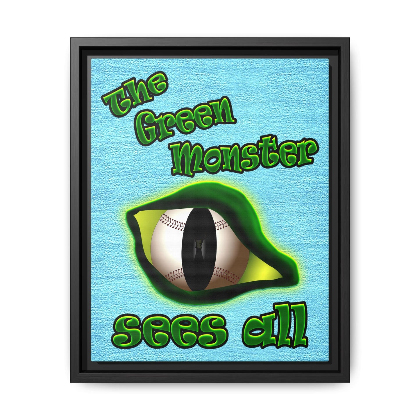 green monster - framed canvas art (faded blue)