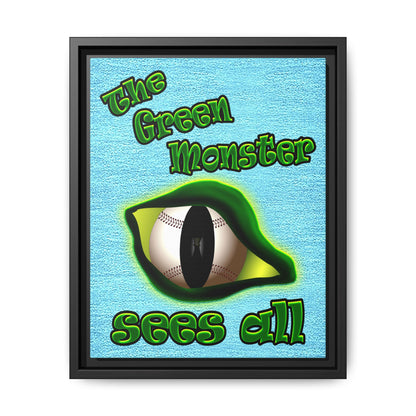 green monster - framed canvas art (faded blue)