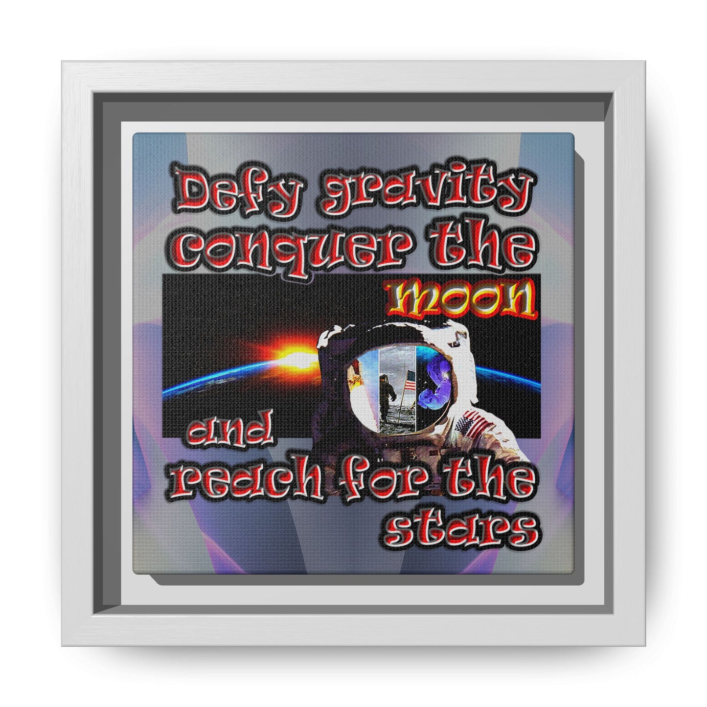 defy conquer reach - framed canvas art (grey-pink wave)