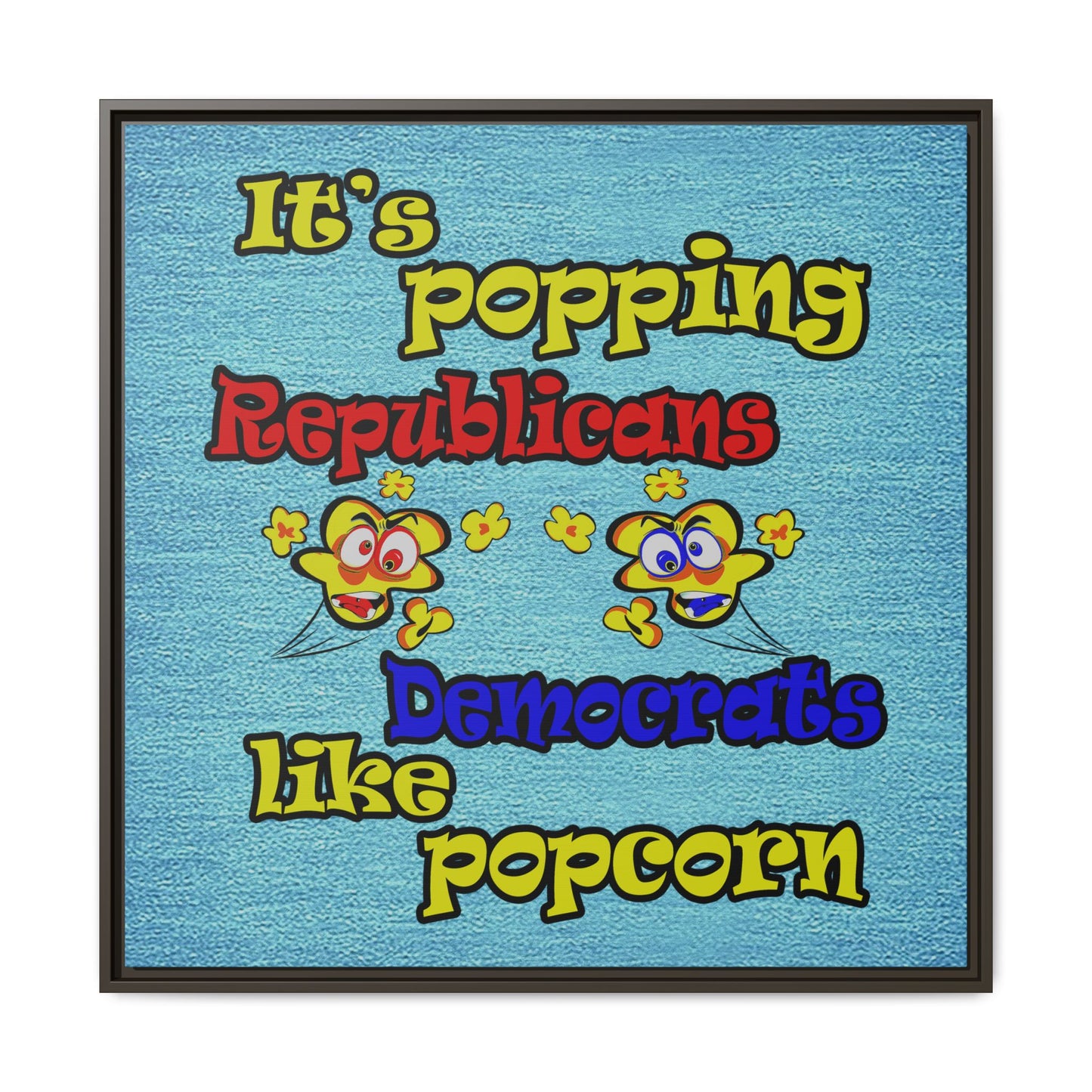 popping like popcorn - framed canvas art (faded dark blue)