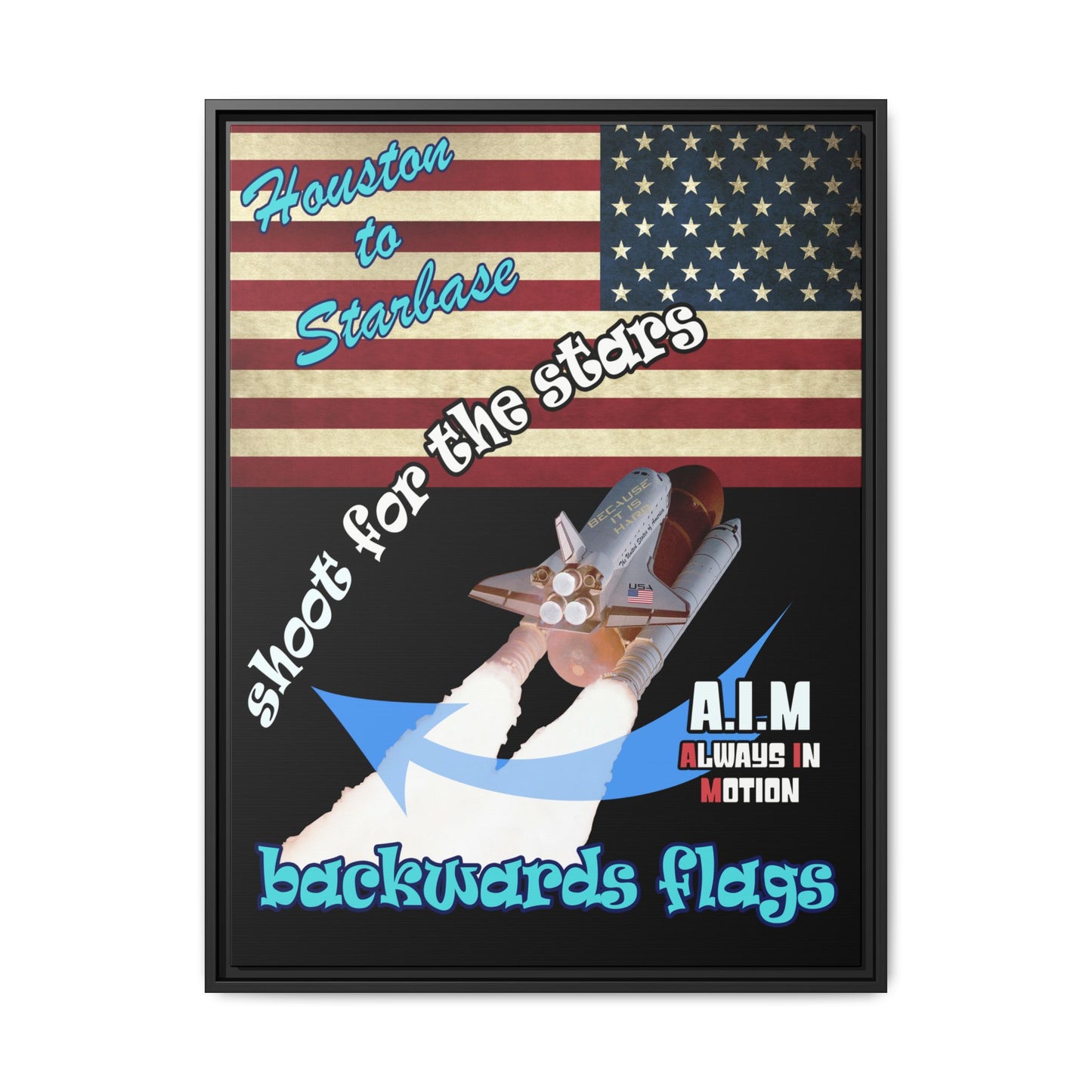 shoot for the stars - framed canvas art (black)