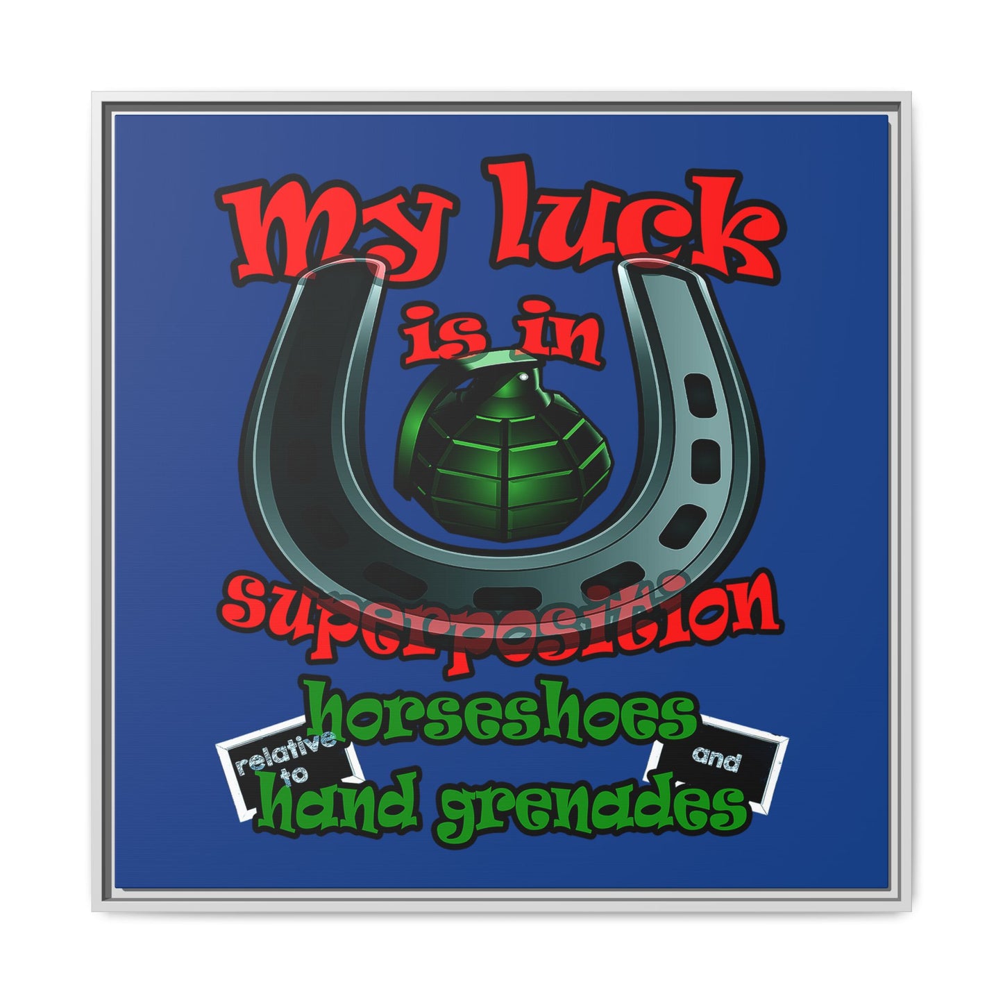 my luck - framed canvas art (dark blue)