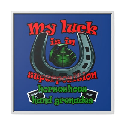 my luck - framed canvas art (dark blue)