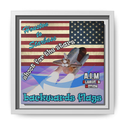 shoot for the stars - framed canvas art (light blue-pink wave)
