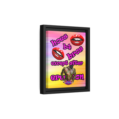 hoes b4 bros - framed canvas art (color blur)
