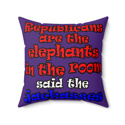 donkeys and elephants - Faux Suede Square Pillow - (purple)