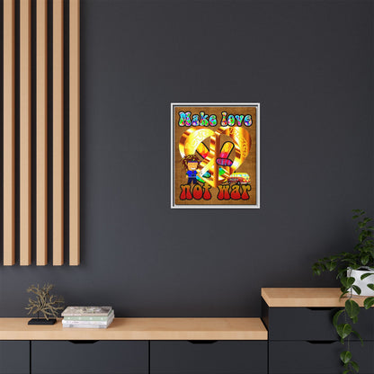 love peace - framed canvas art (brown papyrus)