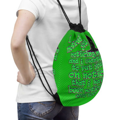 noticed you noticing - Drawstring Bag (logo green)