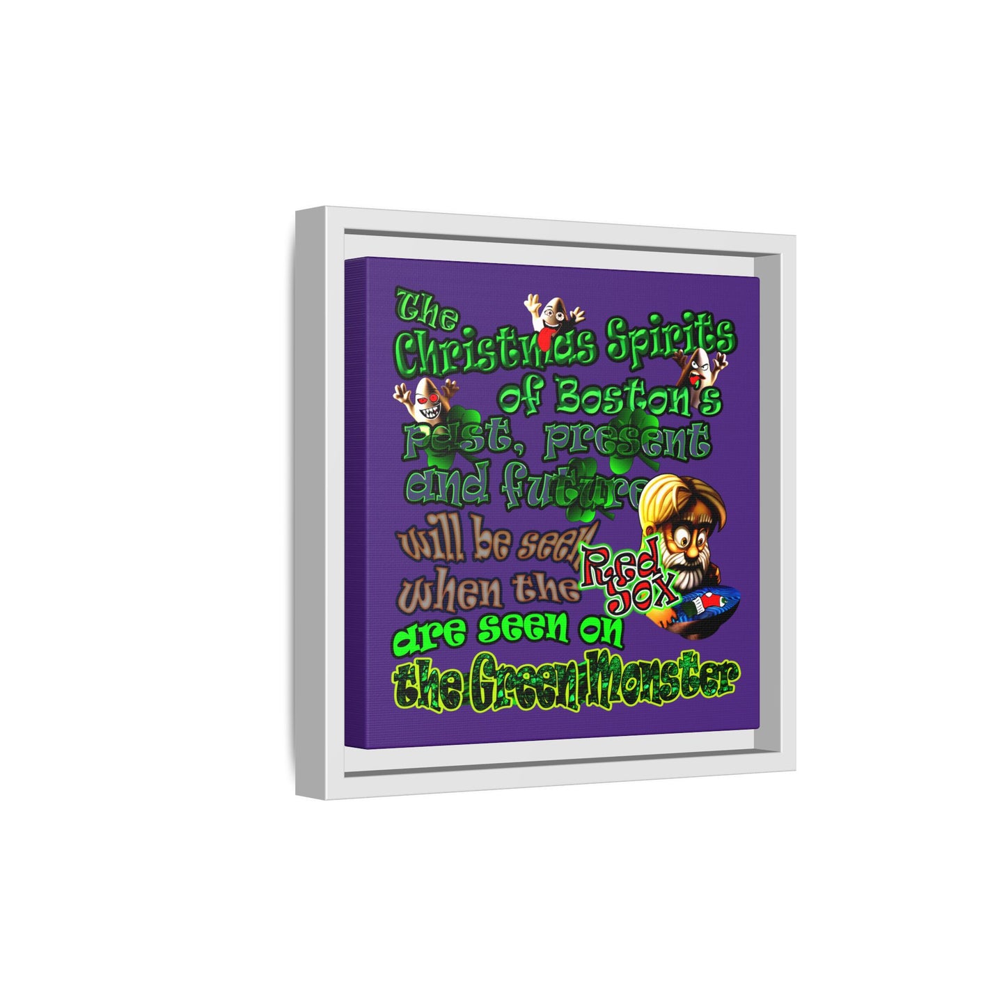 christmas spirits of boston - framed canvas art (purple)