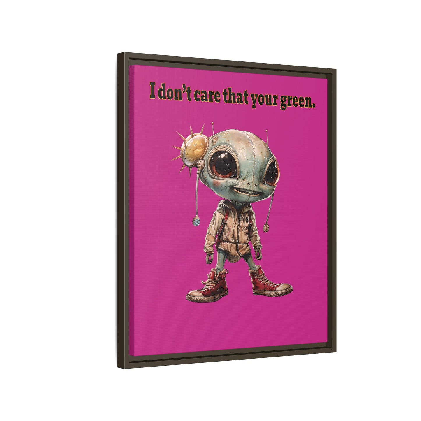 I don't care that your green - framed canvas art (pink)