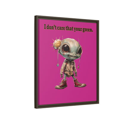 I don't care that your green - framed canvas art (pink)