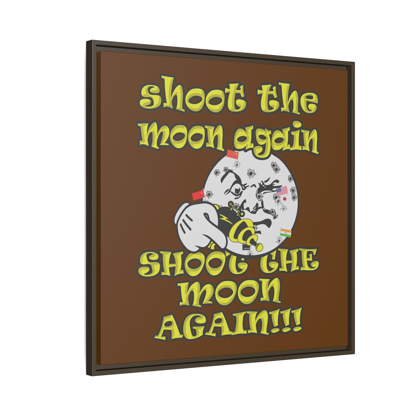 shoot the moon again - framed canvas art (brown)