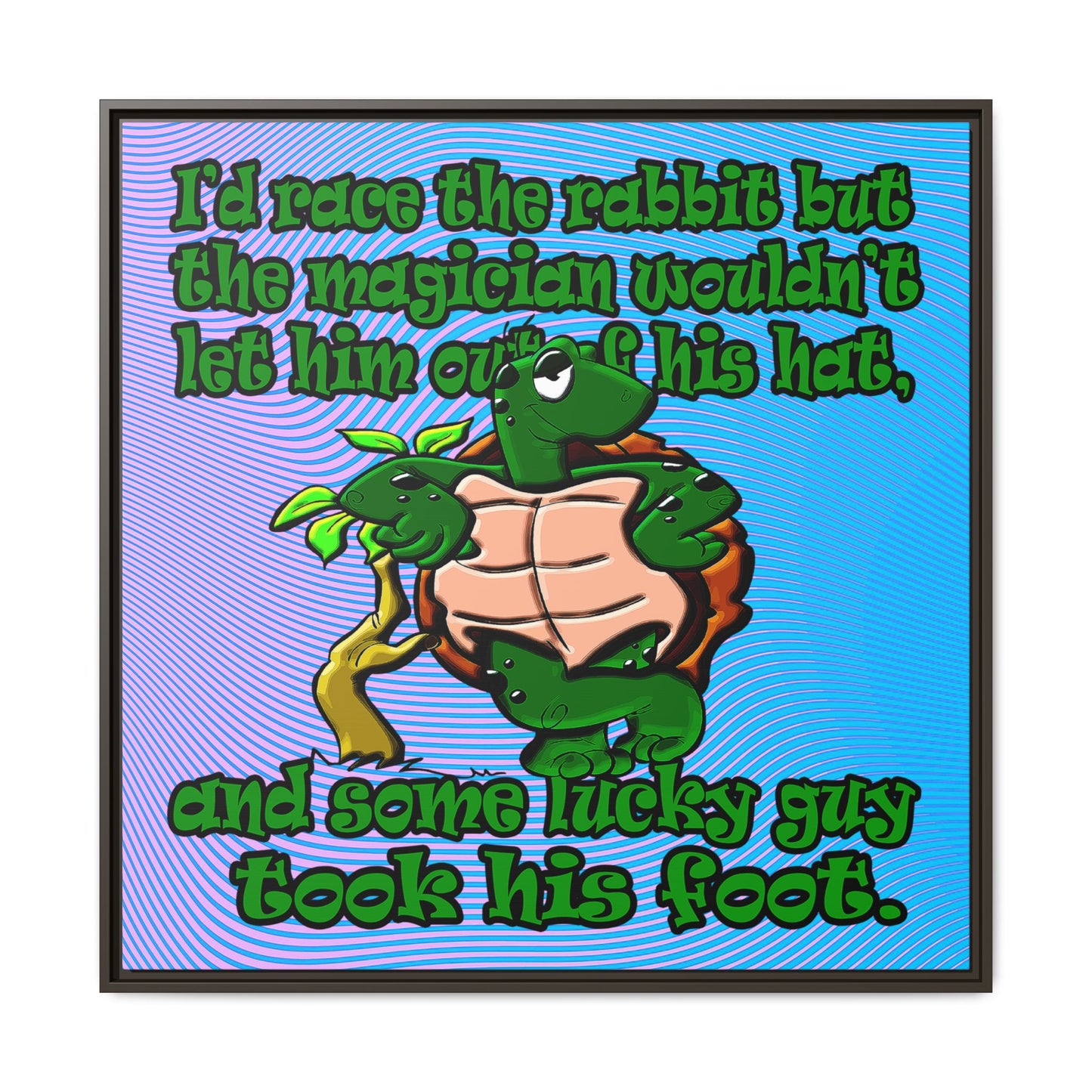 turtle race - framed canvas art (light blue-purple wave)
