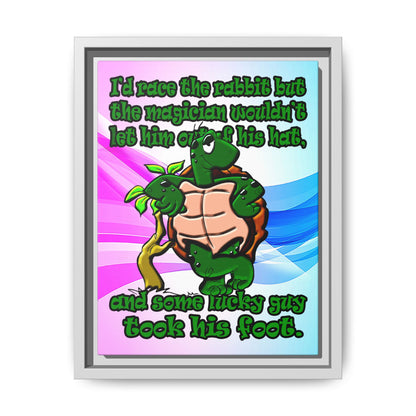 turtle race - framed canvas art (light blue-pink wave)