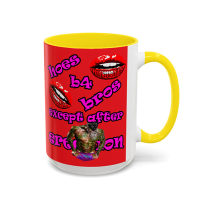 hoes b4 bros - Accent Mug (red)