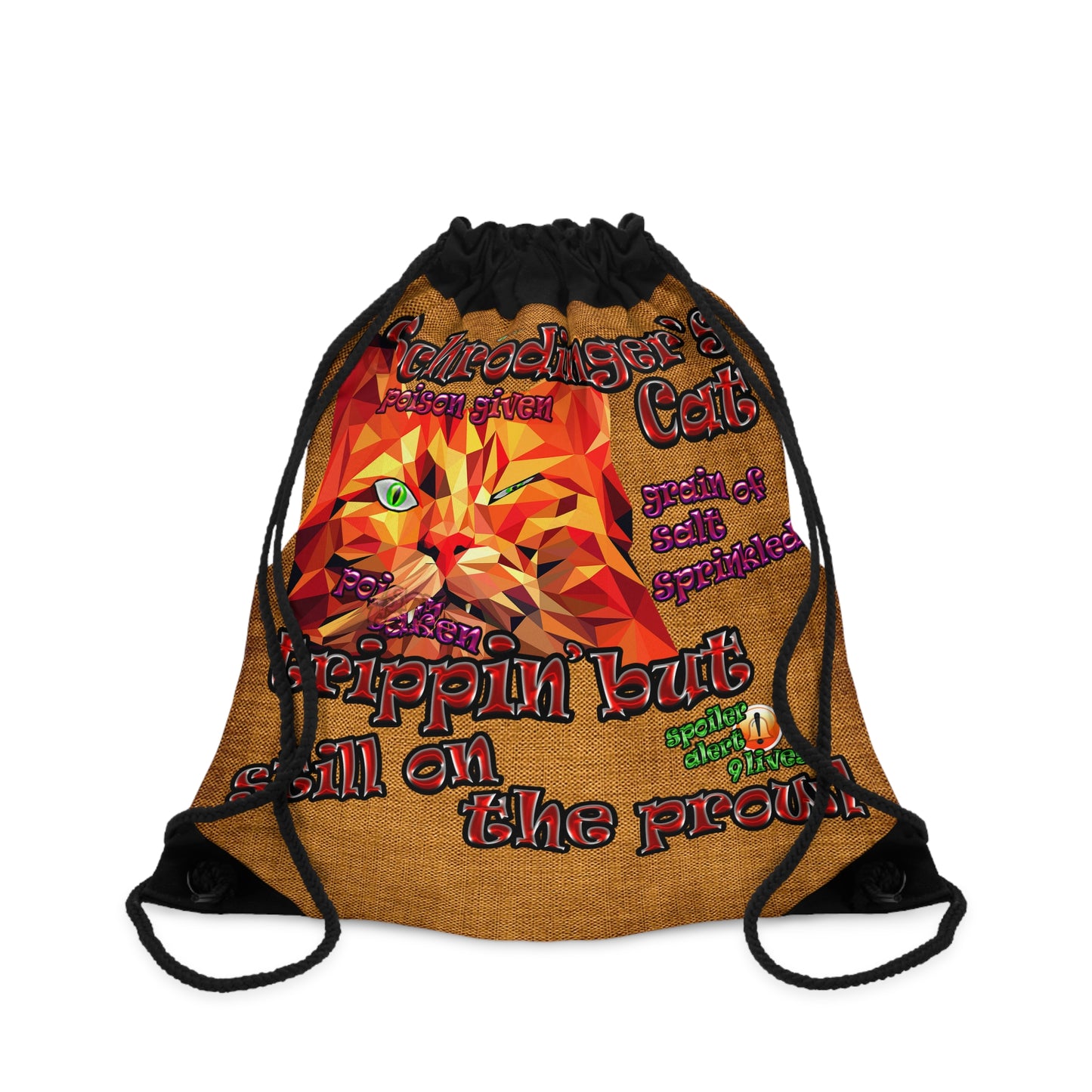 schrodinger's cat - Drawstring Bag (dichromatic brown papyrus)