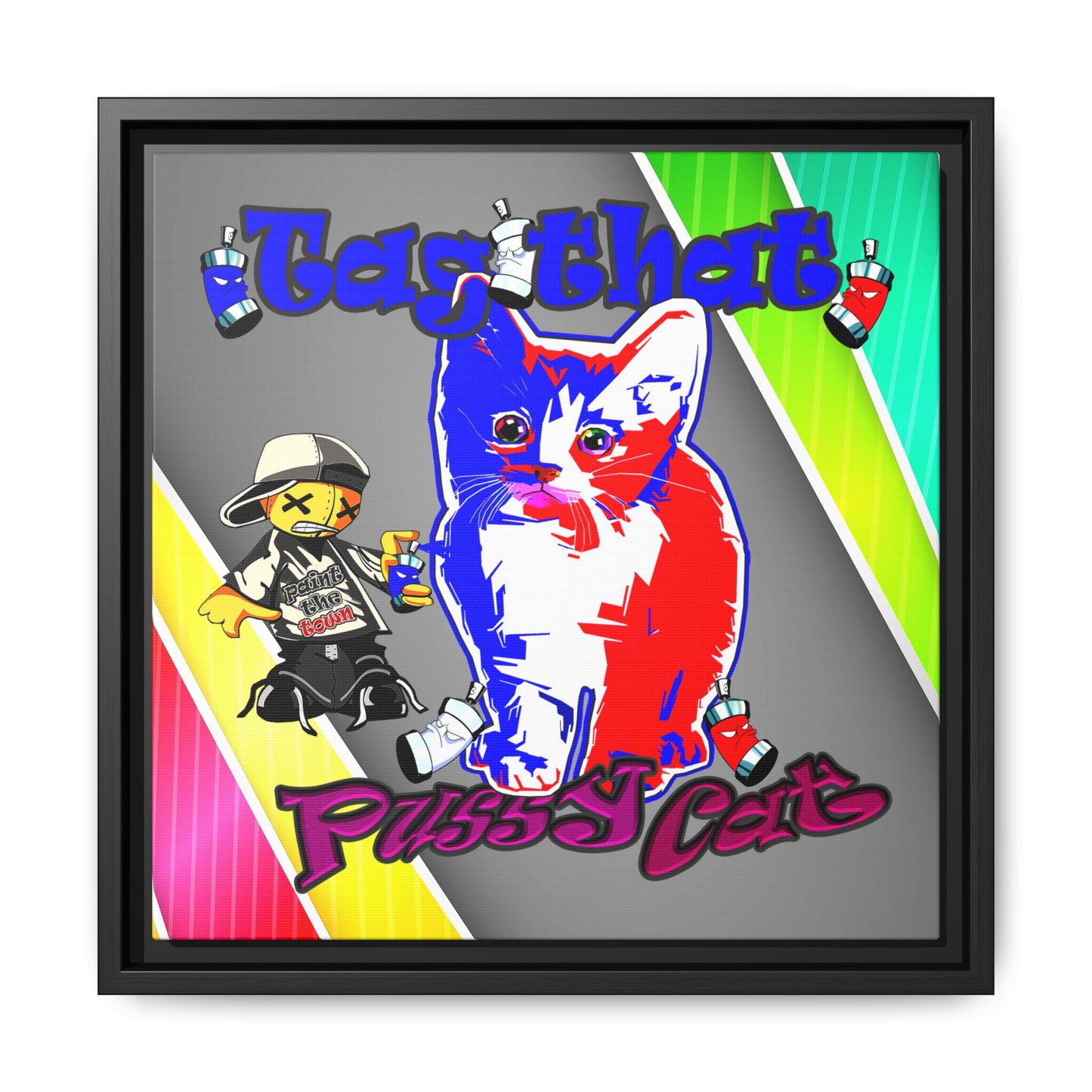 tag that - framed canvas art (rainbow split)