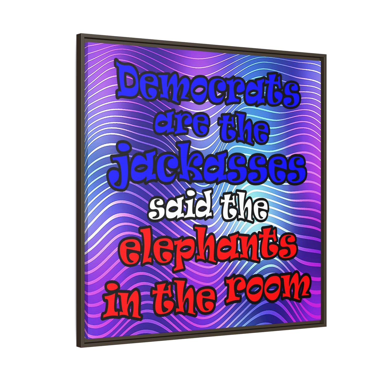donkeys and elephants - framed canvas art (purple wave)