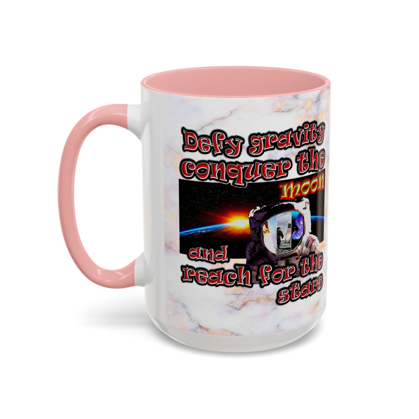 defy conquer reach - Accent Mug (white marble)