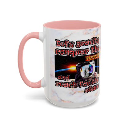 defy conquer reach - Accent Mug (white marble)
